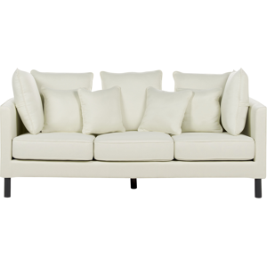 Beliani Sofa Off-White Polyester Upholstered 3 Seater Cushioned Seat and Back with Metal Legs Material:Polyester Size:95x97x200