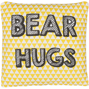 Beliani Kids Cushion Yellow Cotton 40 x 40 cm Bear Hugs Print Triangle Pattern Square Shape Children Room Material:Cotton Size:40x12x40