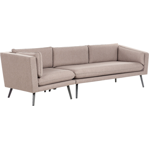 Beliani Outdoor Sofa Beige Polyester Upholstery 3 Seater Garden Couch Left Hand UV Water Resistant Modern Design Living Room Material:Polyester Size:76x70x243