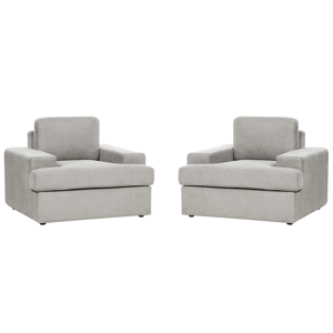 Beliani Set of 2 Armchairs Light Grey Fabric Upholstered Cushioned Thickly Padded Backrest Classic Living Room Couch Material:Polyester Size:103x85x108