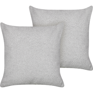 Beliani Set of 2 Decorative Cushions Grey Boucle 45 x 45 cm Woven Removable with Zipper Boho Decor Accessories Material:Boucle Size:45x4x45