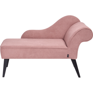 Beliani Chaise Lounge Pink Polyester Fabric Upholstery Black Wood Legs Right Hand Retro Design Material:Polyester Size:60x77x118