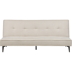 Beliani Sofa Bed Beige Fabric Modern Living Room Convertible 3 Seater Armless Minimalistic Design Material:Polyester Size:90x83x191