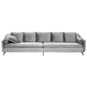 Beliani Sofa Light Grey Velvet 4 Seater Extra Cushions Modern Glamour Living Room Furniture Material:Velvet Size:106x77x342