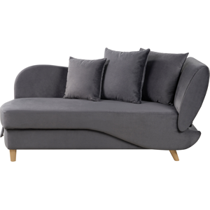 Beliani Right Hand Chaise Lounge Dark Grey Velvet with Storage Reclining Backrest Throw Cushions 2 Seater Scandinavian Modern Design Material:Velvet Size:69x73x156