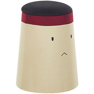 Beliani Kids Pouffe Beige Upholstered Warrior Motif Footstool Material:Faux Linen Size:33x45x33