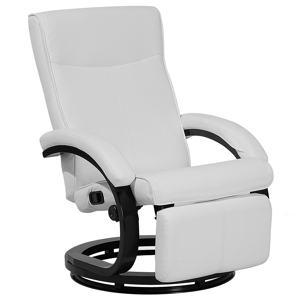 Beliani Reclining Armchair White Faux Leather Adjustable Back Wooden Base Pull-Out Footstool High Back Modern Design Material:Faux Leather Size:86x97x67