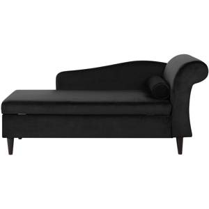 Beliani Chaise Lounge Black Velvet Upholstery with Storage Right Hand with Bolster Material:Velvet Size:70x77x160