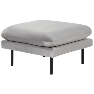 Beliani Ottoman Grey Fabric Pillow-Top Square Footstool Metal Legs Glamour Style Material:Velvet Size:70x44x70