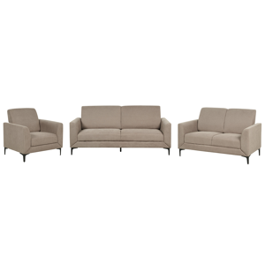 Beliani Sofa Set Taupe Polyester Fabric Upholstery 3 + 2 + 1 Seater Loveseat Couch Armchair Living Room Furniture Material:Polyester Size:xx