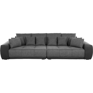 Beliani Sofa with 8 Pillows Grey Black Fabric Upholstery 3 Seater Pillow Back Material:Polyester Size:136x84x308