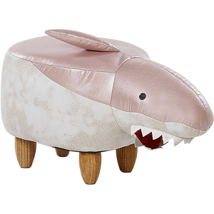 Beliani Kids Animal Stool Pink and White Fabric Footstool Wooden Legs Children Seat Material:Polyester Size:67x36x32