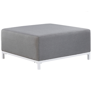 Beliani Ottoman Grey Polyester Upholstery White Aluminium Legs Metal Frame Outdoor and Indoor Water Resistant Material:Polyester Size:83x36x83