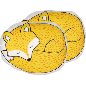 Beliani Set of 2 Kids Cushions Yellow Fabric Fox Shaped Pillow with Filling Soft Children's Toy Material:Cotton Size:50x12x40