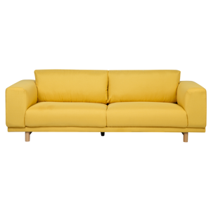 Beliani Sofa Yellow 3-Seater Modern Retro Style Living Room Wide Armrests  Material:Polyester Size:84x76x220
