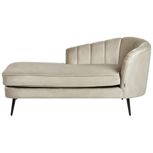 Beliani Chaise Lounge Beige Velvet Upholstery Black Metal Legs Right Hand Modern Design Living Room Furniture Material:Velvet Size:76x75x150