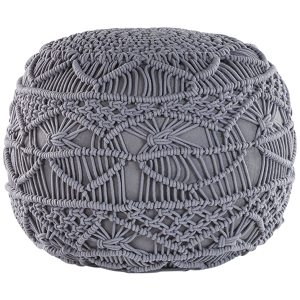 Beliani Knitted Pouffe Grey Cotton Chunky Crochet Round Braided Footstool Material:Cotton Size:40x40x40