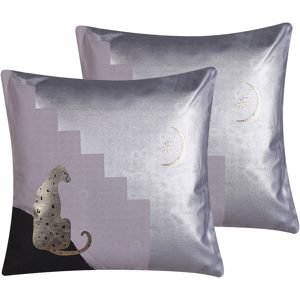 Beliani Set of 2 Decorative Cushions Multicolour 45 x 45 cm Cheetah Motif Square Modern Décor Accessories Material:Cotton Size:45x6x45