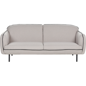 Beliani 3 Seater Sofa Light Grey Fabric Soft Metal Legs Black Decorative Edging Retro Glam Art Decor Style Material:Polyester Size:85x78x198