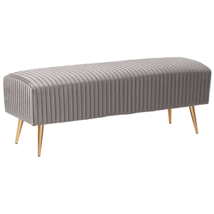 Beliani Bench Grey Velvet Upholstered Gold Metal Legs 118 x 40 cm Glamour Living Room Bedroom Hallway Material:Velvet Size:40x42x118