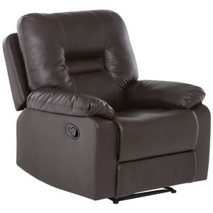 Beliani Recliner Chair Brown Faux Leather Push-Back Manually Adjustable Back and Footrest Material:Faux Leather Size:74x101x85