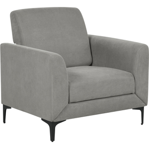 Beliani Armchair Grey Fabric Upholstery Black Legs Thick Seating Cushion Retro Living Room Furniture Material:Polyester Size:75x90x89