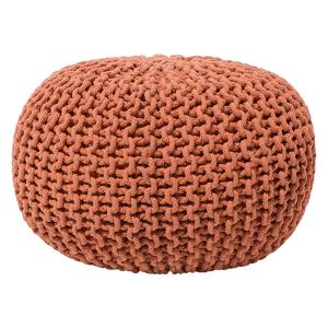 Beliani Pouf Ottoman Copper Knitted Cotton EPS Beads Filling Round Small Footstool 40 x 25 cm Material:Cotton Size:40x25x40