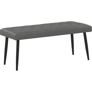 Beliani Bedroom Bench Grey Faux Leather Buttoned Upholstery Metal Legs Material:Faux Leather Size:43x45x104