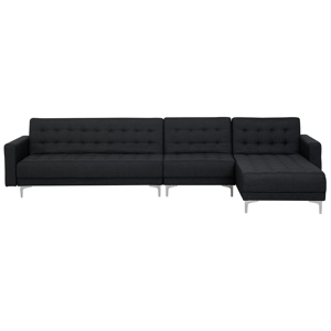 Beliani Corner Sofa Bed Graphite Grey Tufted Fabric Modern L-Shaped Modular 5 Seater Left Hand Chaise Longue Material:Polyester Size:168x83x347