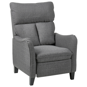 Beliani Reclining Armchair Grey Fabric Adjustable Back Pull-Out Footstool High Back Vintage Style Material:Polyester Size:73x108x68