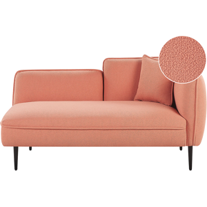 Beliani Chaise Lounge Peach Pink Boucle Fabric Metal Legs Right Hand with Cushion Modern Design Material:Boucle Size:77x74x138