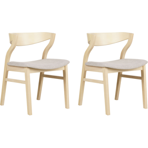 Beliani Set of 2 Dining Chairs LightWood and Beige Plywood Polyester Fabric Rubberwood Legs Retro Traditional Style Material:Polyester Size:46x72x51