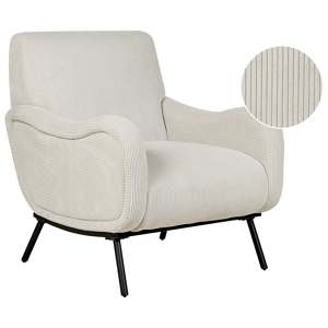 Beliani Armchair Light Grey Jumbo Cord Corduroy Upholstered Retro Style Low Back  Material:Corduroy Size:85x85x76
