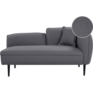 Beliani Chaise Lounge Dark Grey Boucle Fabric Metal Legs Right Hand with Cushion Modern Design Material:Boucle Size:77x74x138