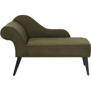 Beliani Chaise Lounge Green Polyester Fabric Upholstery Black Wood Legs Left Hand Retro Design Material:Polyester Size:60x77x118