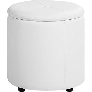 Beliani Pouffe White Faux Leather 40 x 38 cm with Storage Stool Glamour Material:Faux Leather Size:38x40x38