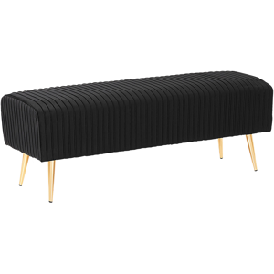 Beliani Bench Black Velvet Upholstered Gold Metal Legs 118 x 40 cm Glamour Living Room Bedroom Hallway Material:Velvet Size:40x42x118