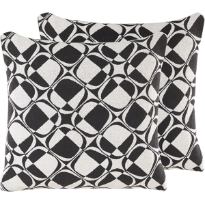 Beliani Set of 2 Scatter Cushions Black And White 45 x 45 cm Cotton Removable Cases with Polyester Filling  Material:Cotton Size:45x12x45