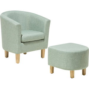 Beliani Armchair and Footstool Set Green Fabric Upholstery Tub Chair Material:Polyester Size:41x71x68