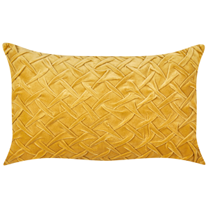 Beliani Decorative Cushion Yellow Velvet 30 x 50 cm Square Modern Traditional Living Room Bedroom Pillow Material:Velvet Size:50x7x30
