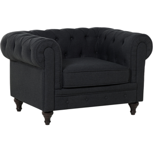 Beliani Chesterfield Armchair Graphite Grey Upholstery Dark Wood Legs Contemporary Material:Polyester Size:75x70x110