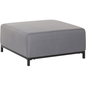 Beliani Ottoman Grey Fabric Upholstery Black Aluminium Legs Metal Frame Outdoor and Indoor Water Resistant Material:Polyester Size:83x38x83