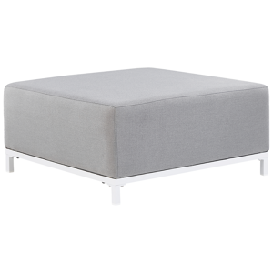 Beliani Ottoman Light Grey Polyester Upholstery White Aluminium Legs Metal Frame Outdoor and Indoor Water Resistant Material:Polyester Size:83x38x83
