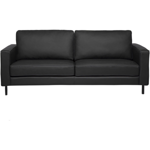 Beliani Sofa Black Leather 3 Seater Metal Legs Upholstered Back Minimalistic Modern Material:Leather Size:91x87x204