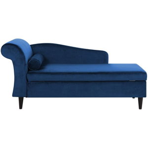 Beliani Chaise Lounge Blue Velvet Upholstery with Storage Left Hand with Bolster Material:Velvet Size:70x77x160