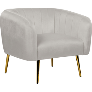 Beliani Armchair  Light Grey Velvet Golden Metal Frame Round Back Glam Style Material:Velvet Size:62x72x85