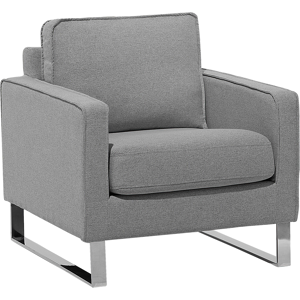 Beliani Armchair Grey Fabric Sled Silver Legs Modern Living Room Material:Polyester Size:82x82x76