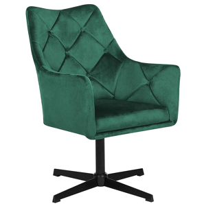 Beliani Armchair Green Velvet 73L x 61W x 95H Tufted Back Single Metal Leg Glam Material:Velvet Size:73x95x61