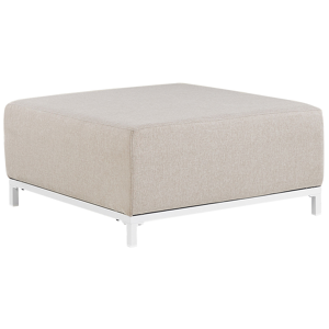 Beliani Ottoman Beige Polyester Upholstery White Aluminium Legs Metal Frame Outdoor and Indoor Water Resistant Material:Polyester Size:83x38x83