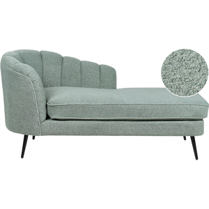 Beliani Chaise Lounge Green Boucle Upholstery Black Metal Legs Left Hand Modern Design Living Room Furniture Material:Boucle Size:76x75x150